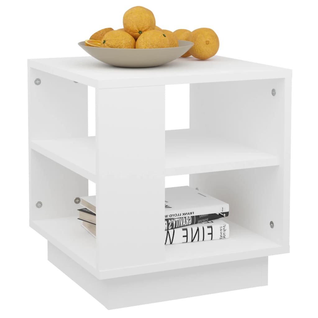 Salontafel 40x40x43 cm bewerkt hout wit is nu te koop bij PeponiXL, paradijselijk wonen!