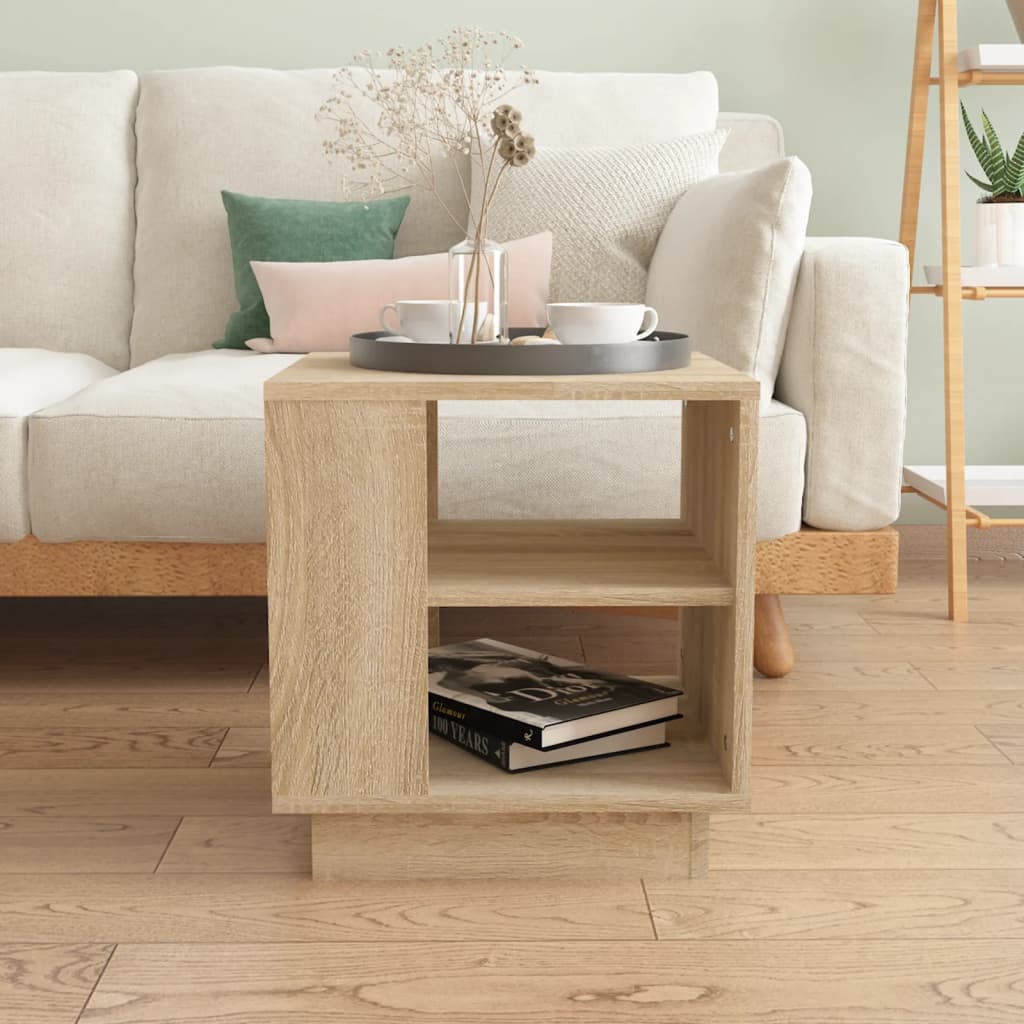 Salontafel 40x40x43 cm bewerkt hout sonoma eikenkleurig is nu te koop bij PeponiXL, paradijselijk wonen!