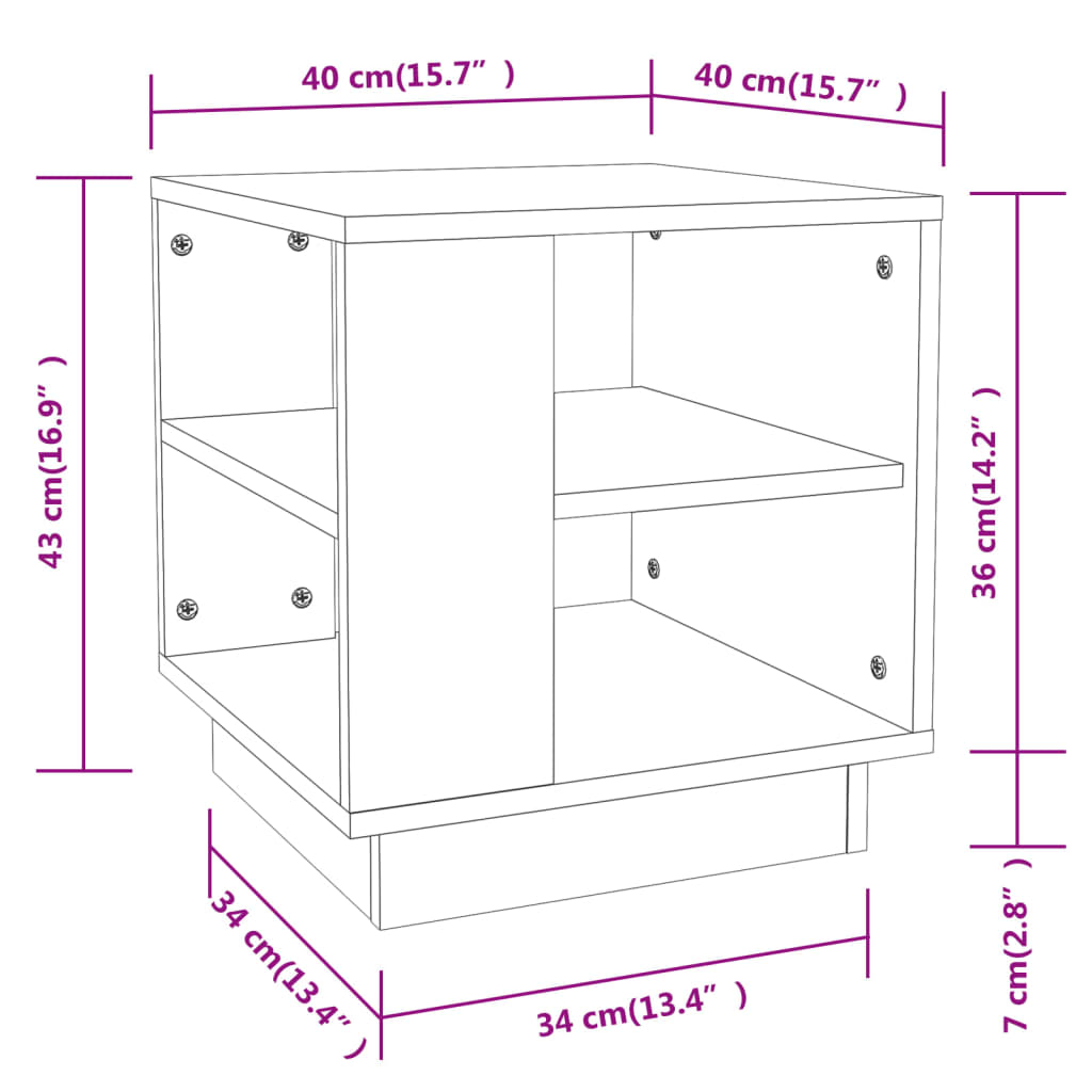 Salontafel 40x40x43 cm bewerkt hout betongrijs is nu te koop bij PeponiXL, paradijselijk wonen!