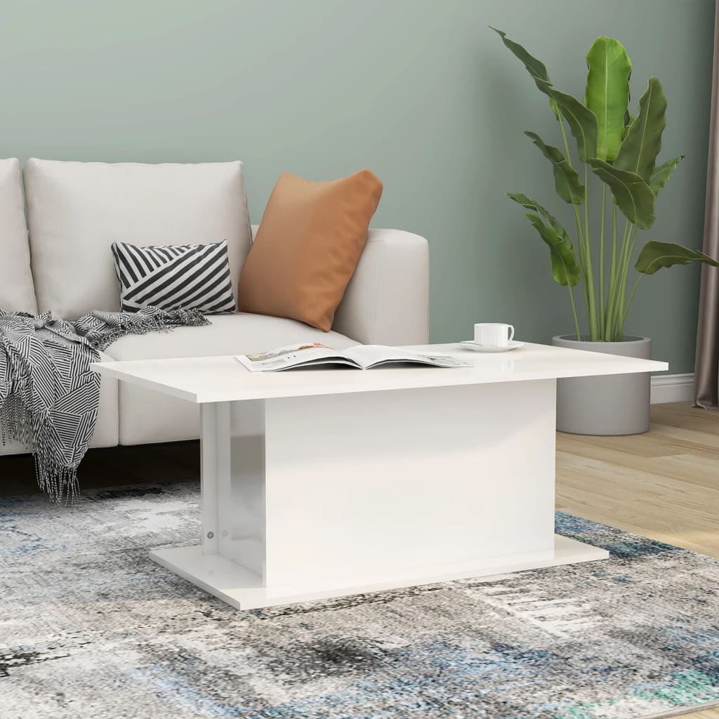 Salontafel 102x55,5x40 cm bewerkt hout hoogglans wit is nu te koop bij PeponiXL, paradijselijk wonen!