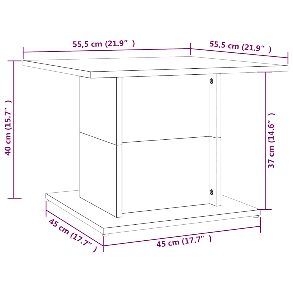 Salontafel 55,5x55,5x40 cm bewerkt hout zwart is nu te koop bij PeponiXL, paradijselijk wonen!