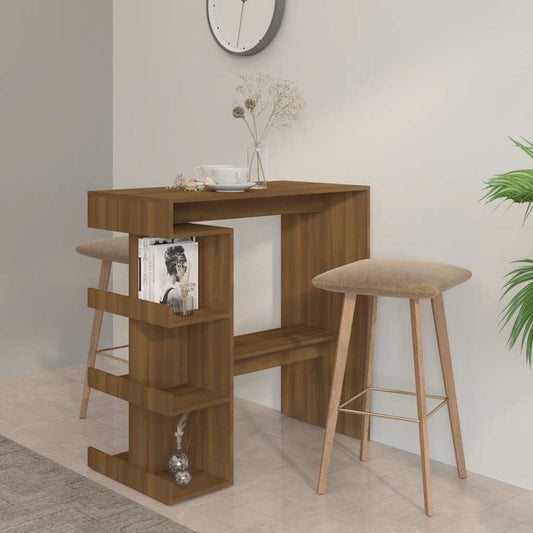 Bartafel met opbergrek 100x50x101,5 cm bewerkt hout bruin eiken is nu te koop bij PeponiXL, paradijselijk wonen!