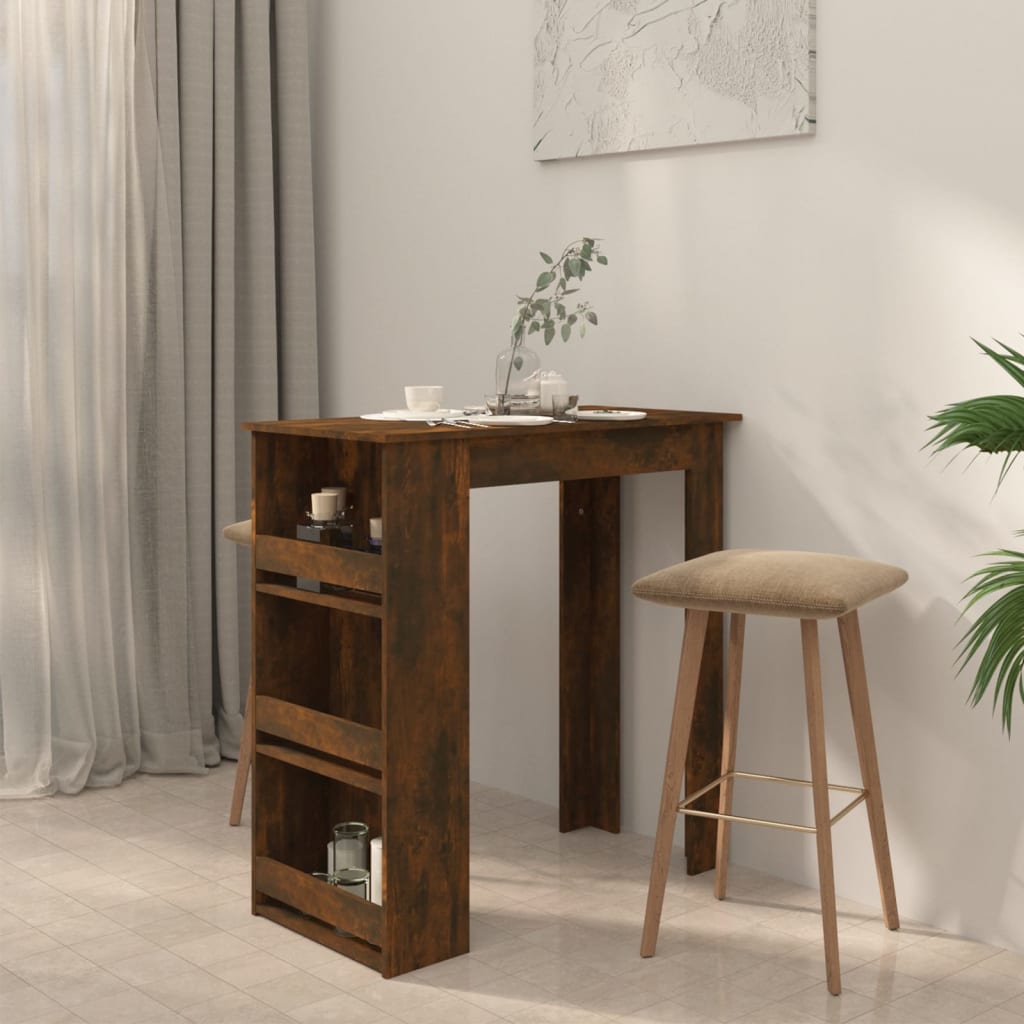 Bartafel met opbergrek 102x50x103,5 cm hout gerookt eiken is nu te koop bij PeponiXL, paradijselijk wonen!