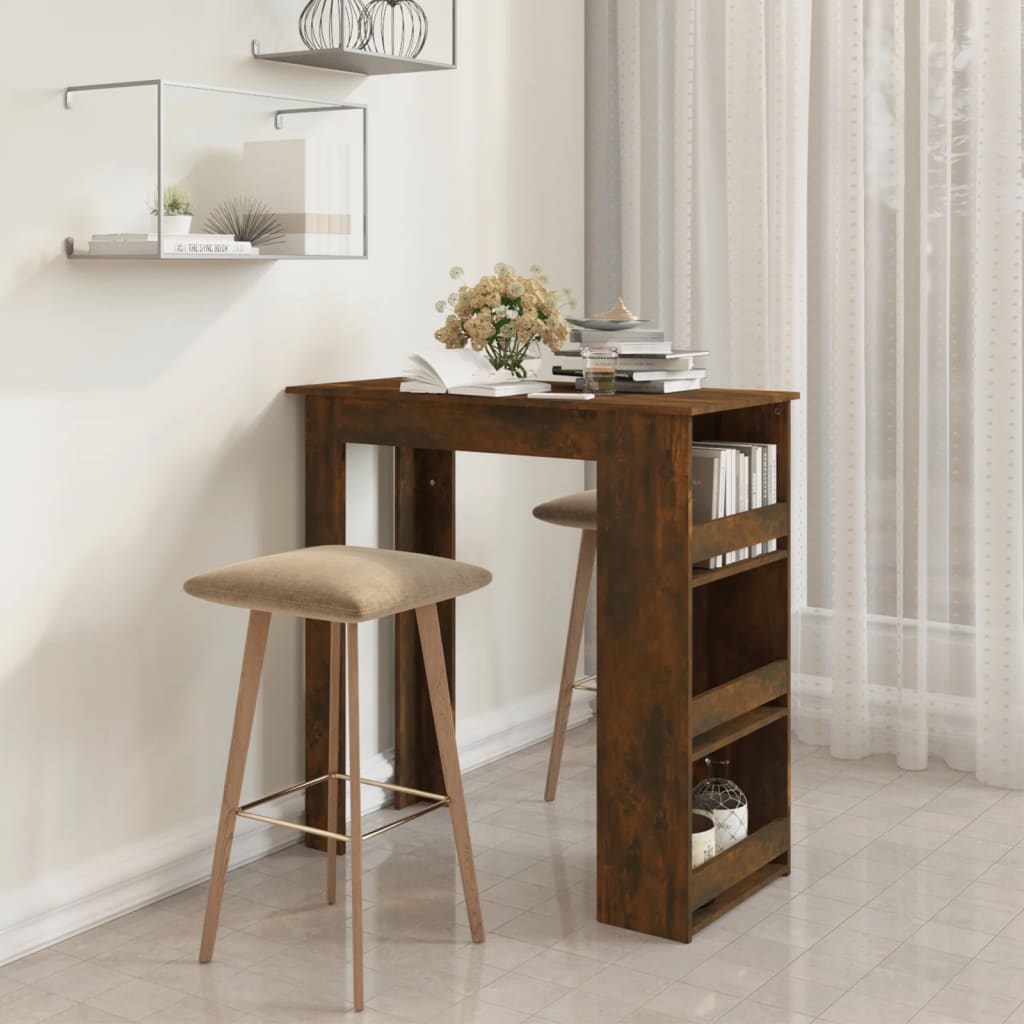 Bartafel met opbergrek 102x50x103,5 cm hout gerookt eiken is nu te koop bij PeponiXL, paradijselijk wonen!