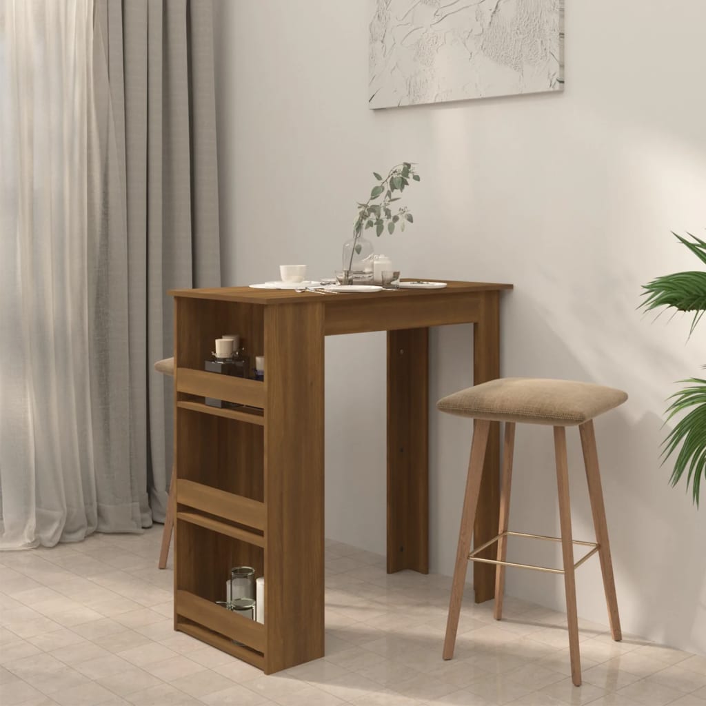 Bartafel met opbergrek 102x50x103,5 cm bewerkt hout bruin eiken is nu te koop bij PeponiXL, paradijselijk wonen!