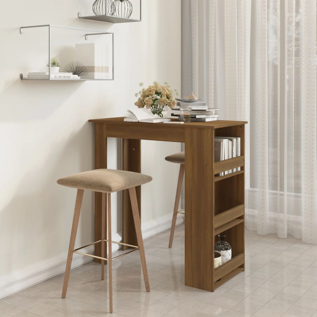 Bartafel met opbergrek 102x50x103,5 cm bewerkt hout bruin eiken is nu te koop bij PeponiXL, paradijselijk wonen!