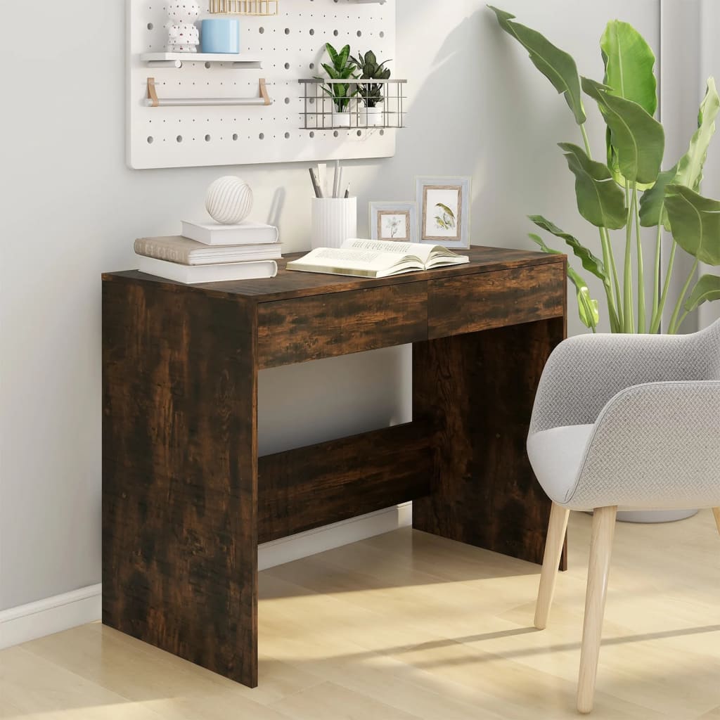 Bureau 101x50x76,5 cm spaanplaat gerookt eikenkleurig is nu te koop bij PeponiXL, paradijselijk wonen!