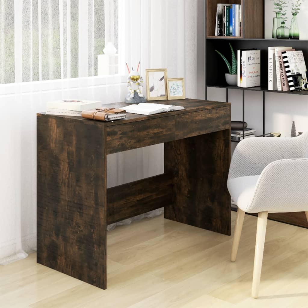 Bureau 101x50x76,5 cm spaanplaat gerookt eikenkleurig is nu te koop bij PeponiXL, paradijselijk wonen!