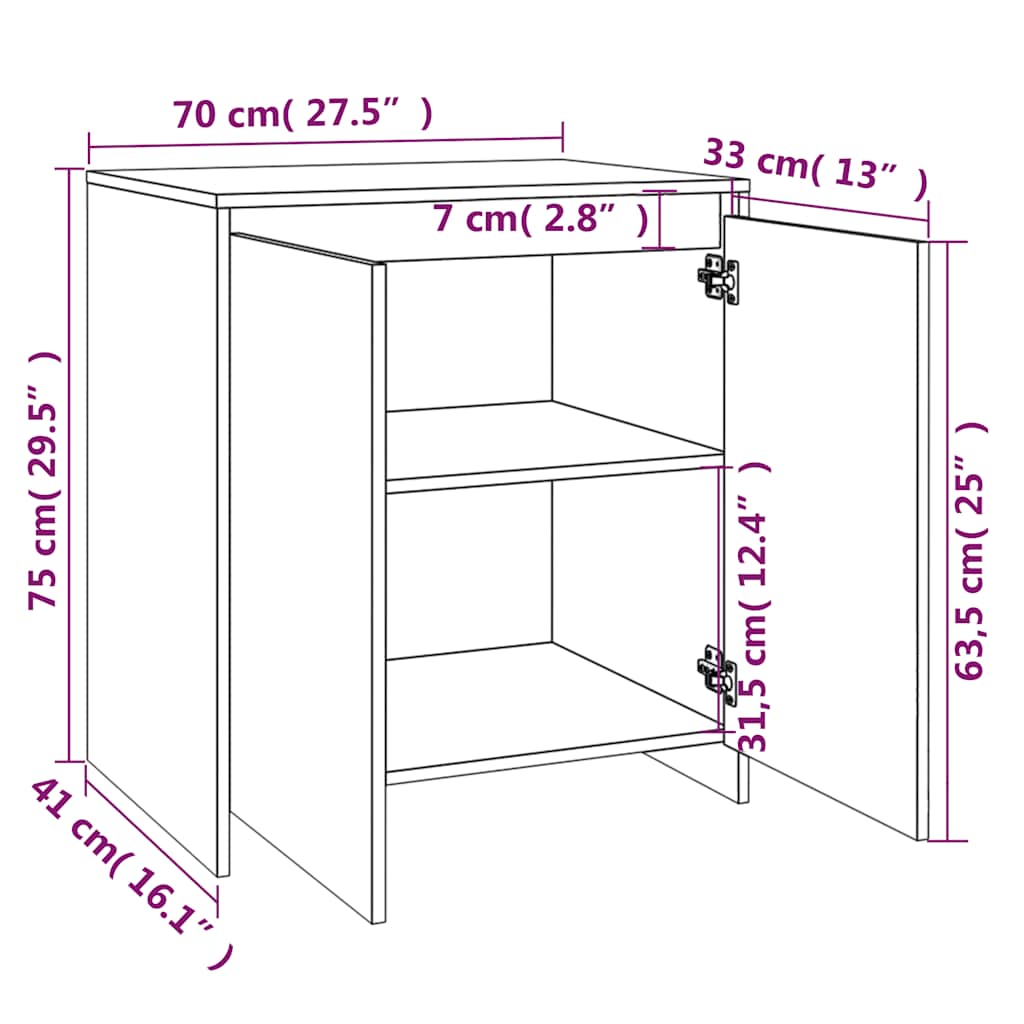 Dressoir 70x41x75 cm bewerkt hout grijs sonoma eikenkleurig is nu te koop bij PeponiXL, paradijselijk wonen!