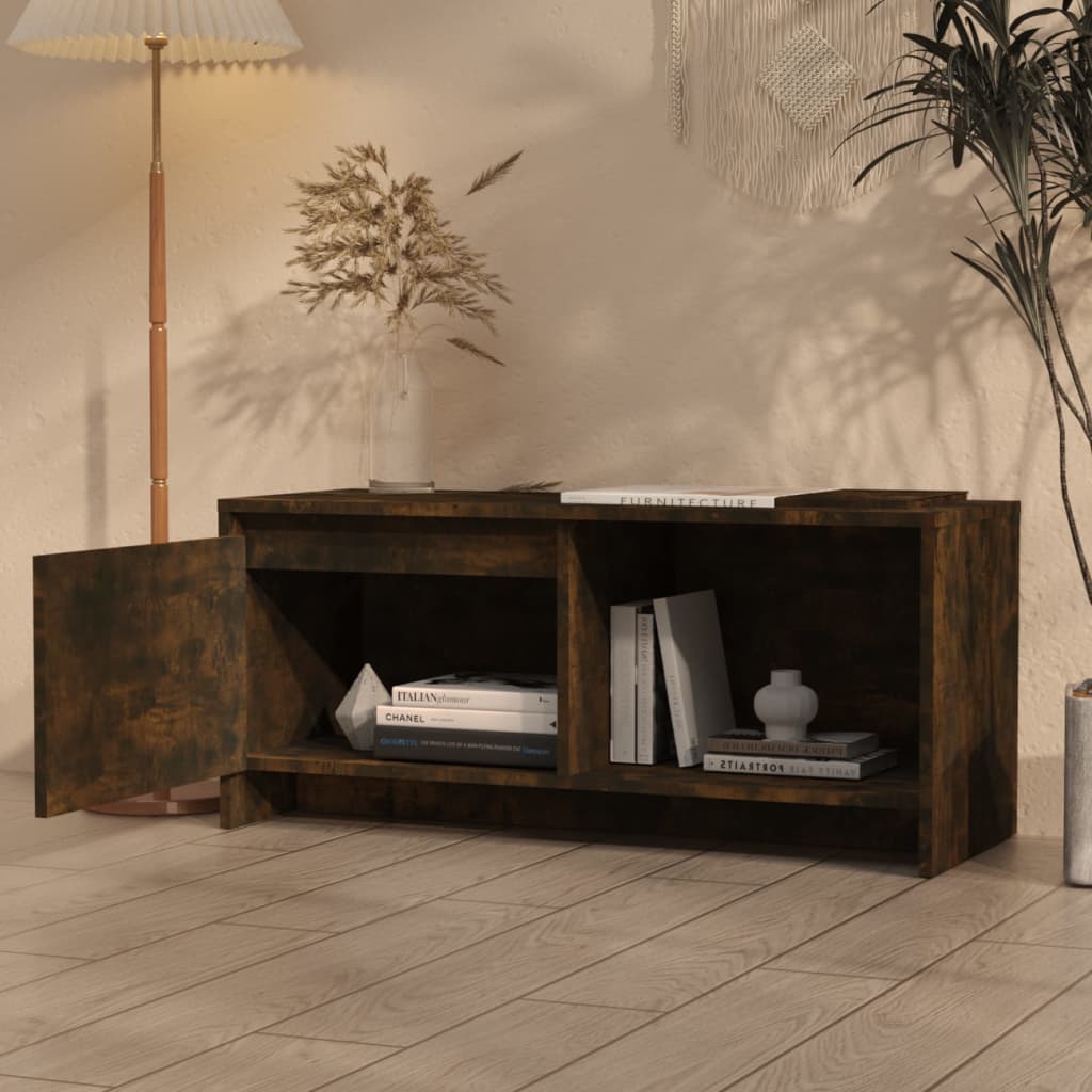 Tv-meubel 90x35x40 cm bewerkt hout gerookt eikenkleurig is nu te koop bij PeponiXL, paradijselijk wonen!
