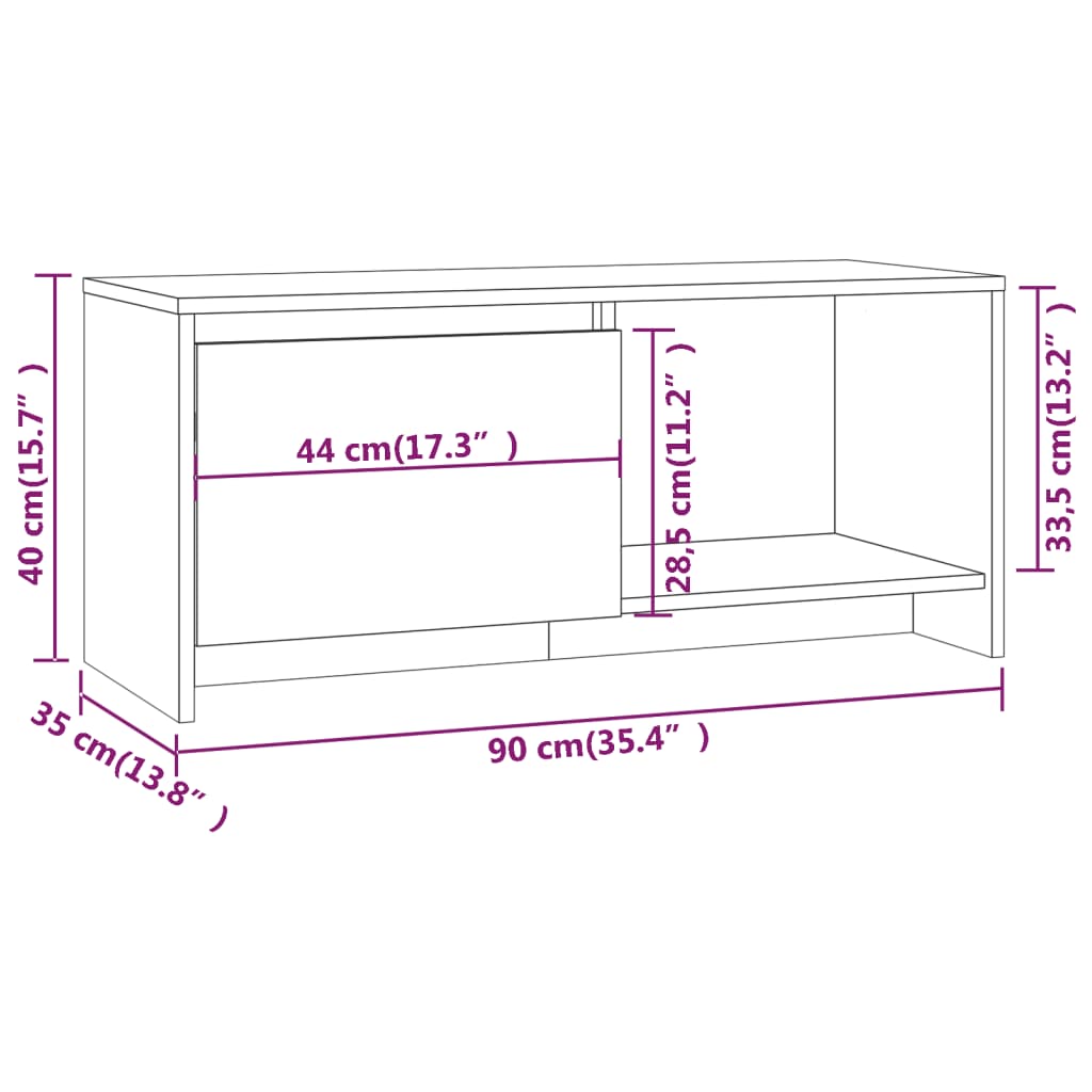 Tv-meubel 90x35x40 cm bewerkt hout gerookt eikenkleurig is nu te koop bij PeponiXL, paradijselijk wonen!