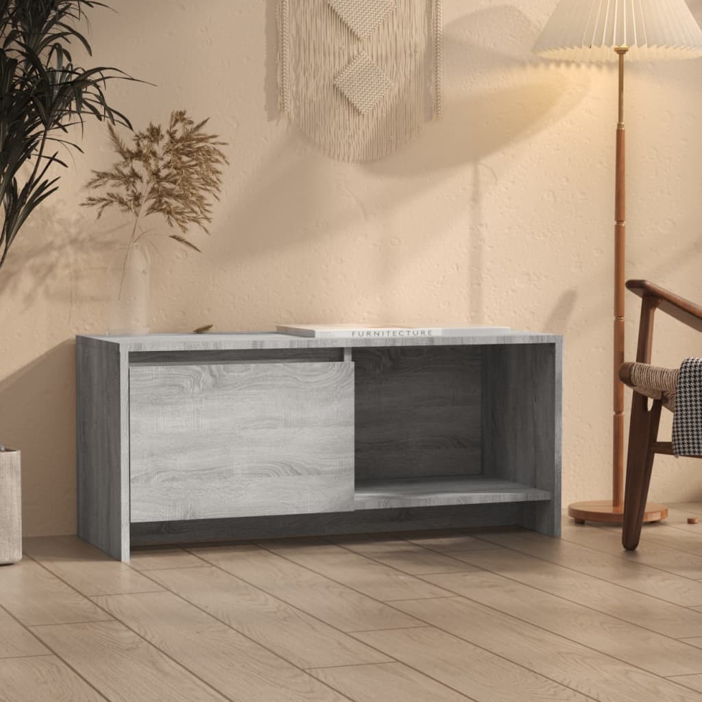 Tv-meubel 90x35x40 cm bewerkt hout grijs sonoma eikenkleurig is nu te koop bij PeponiXL, paradijselijk wonen!