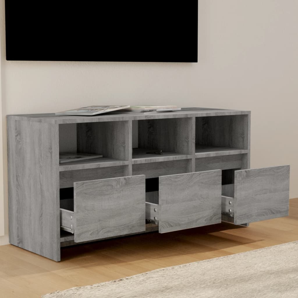 Tv-meubel 102x37,5x52,5 cm bewerkt hout grijs sonoma eikenkleur is nu te koop bij PeponiXL, paradijselijk wonen!