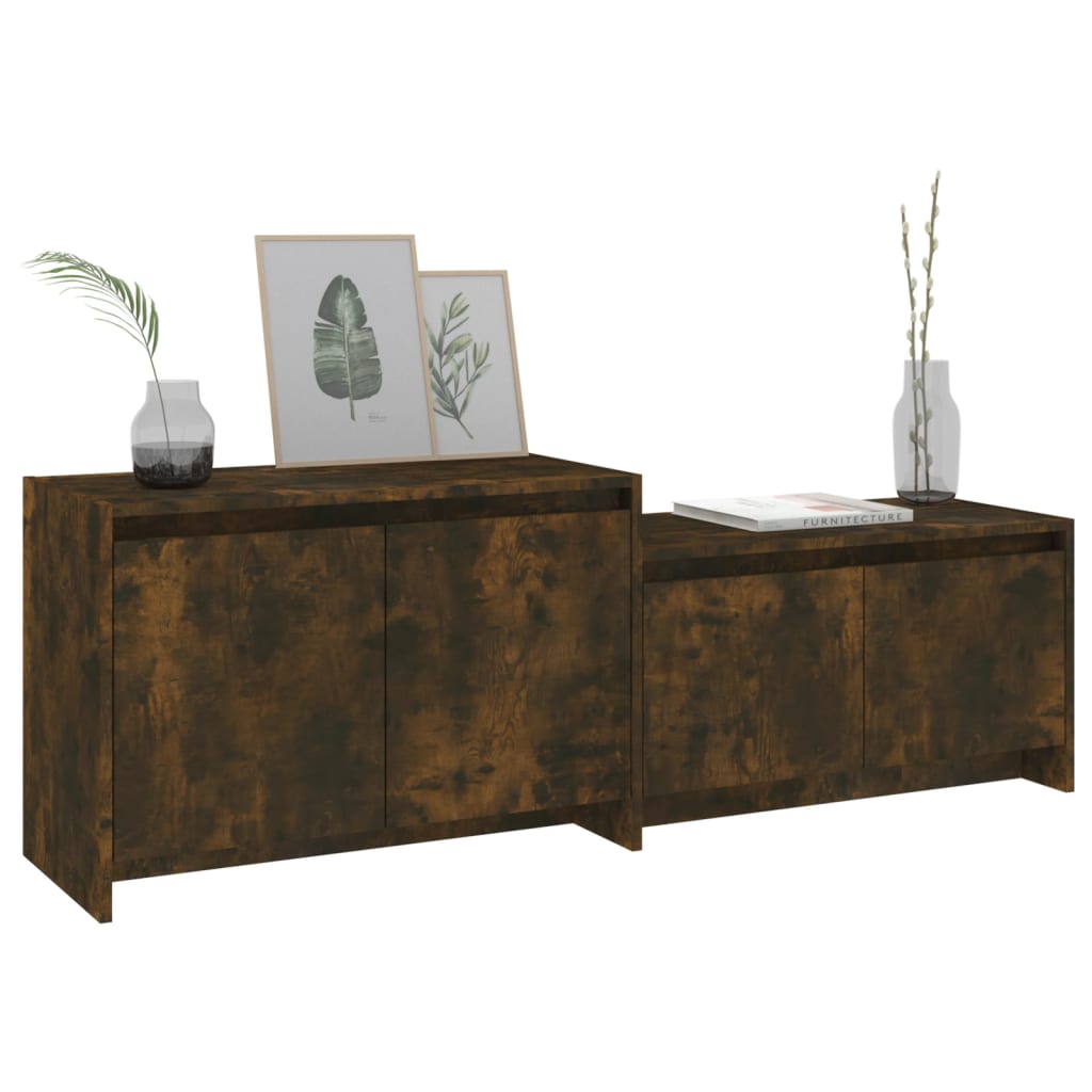 Tv-meubel 146,5x35x50 cm bewerkt hout gerookt eikenkleurig is nu te koop bij PeponiXL, paradijselijk wonen!