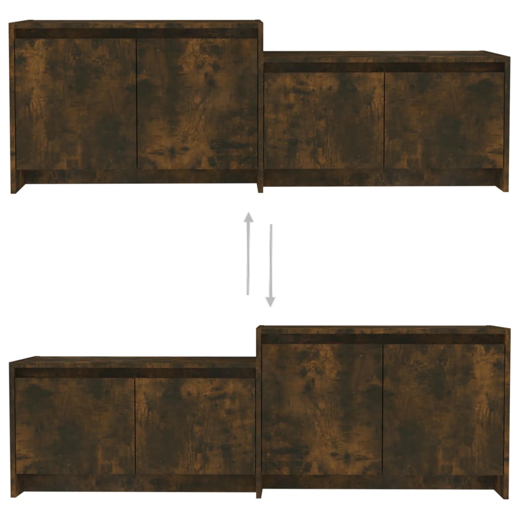 Tv-meubel 146,5x35x50 cm bewerkt hout gerookt eikenkleurig is nu te koop bij PeponiXL, paradijselijk wonen!