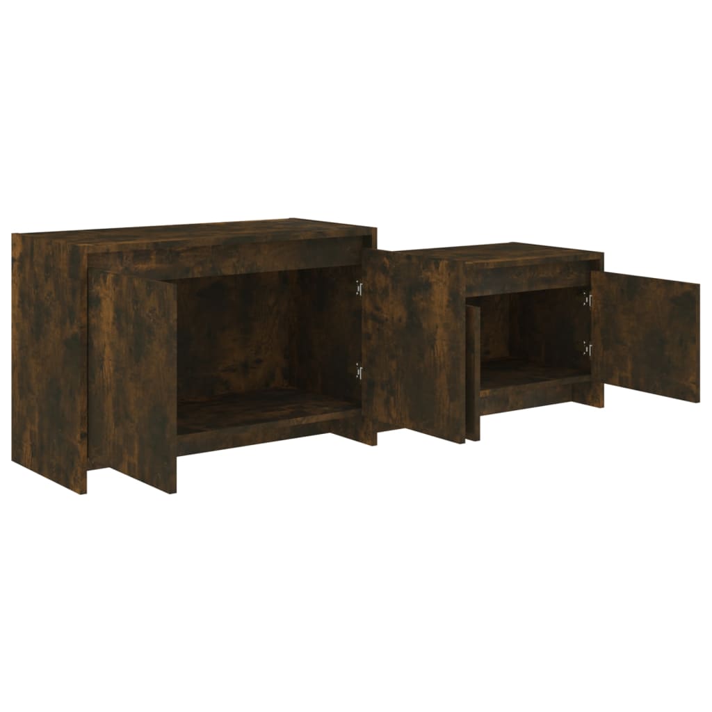 Tv-meubel 146,5x35x50 cm bewerkt hout gerookt eikenkleurig is nu te koop bij PeponiXL, paradijselijk wonen!
