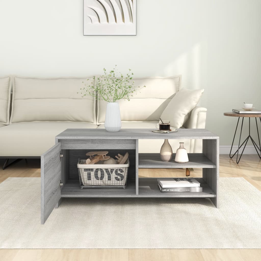 Salontafel 102x50x45 cm bewerkt hout grijs sonoma eikenkleurig