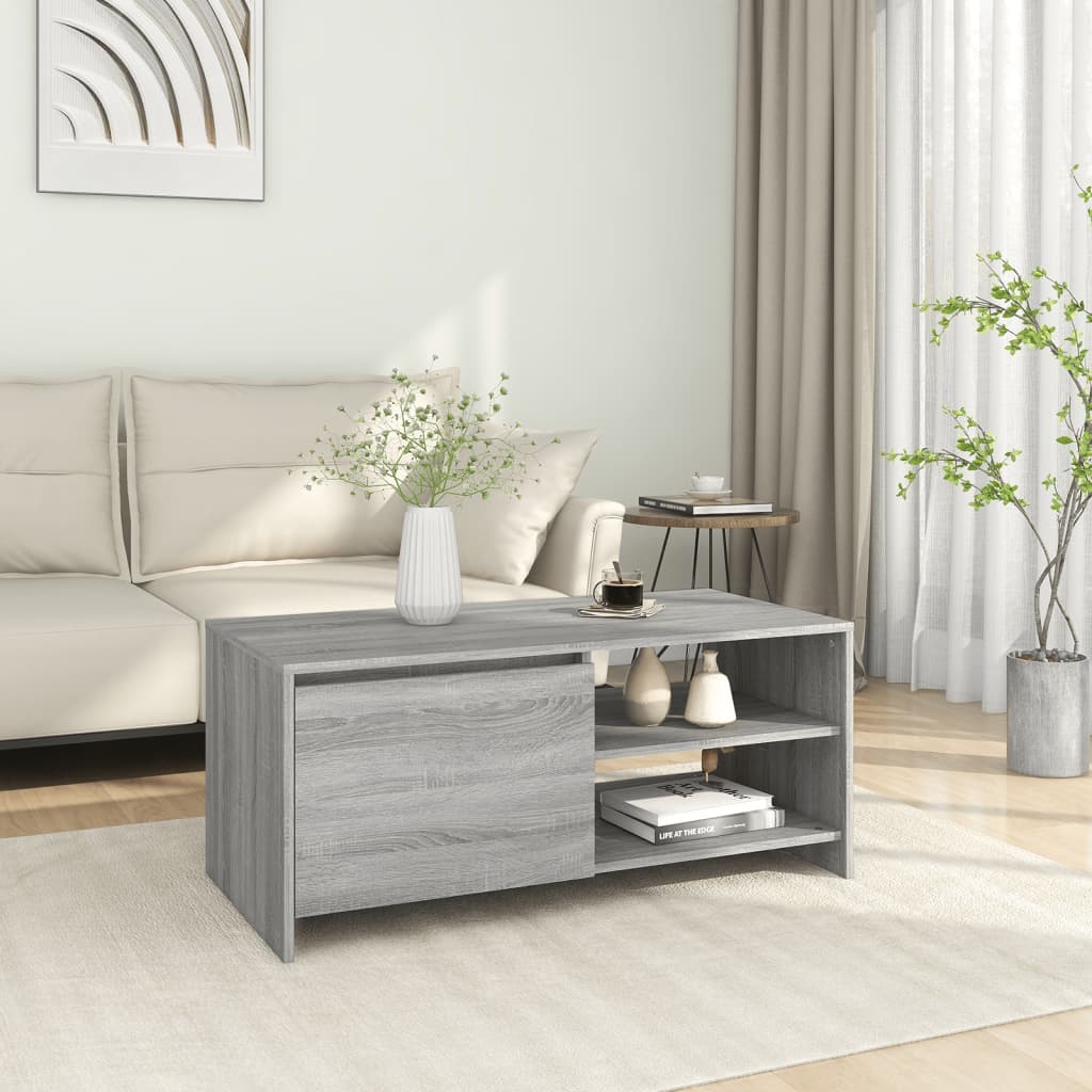 Salontafel 102x50x45 cm bewerkt hout grijs sonoma eikenkleurig