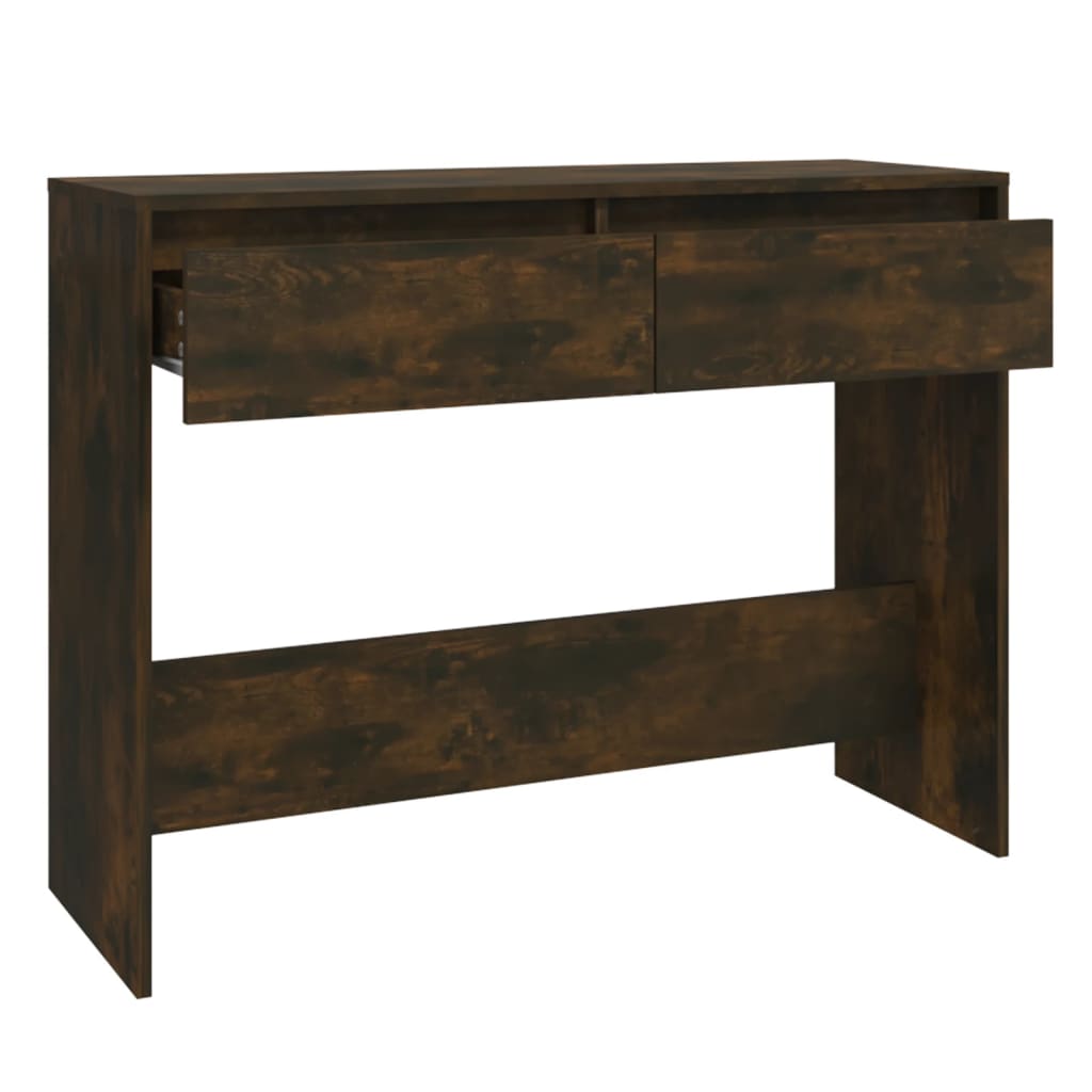Wandtafel 100x35x76,5 cm bewerkt hout gerookt eikenkleurig is nu te koop bij PeponiXL, paradijselijk wonen!
