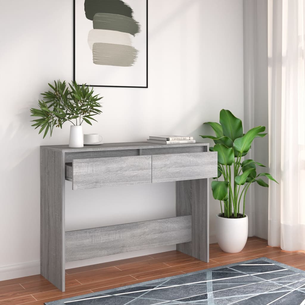 Wandtafel 100x35x76,5 cm bewerkt hout grijs sonoma eikenkleurig is nu te koop bij PeponiXL, paradijselijk wonen!