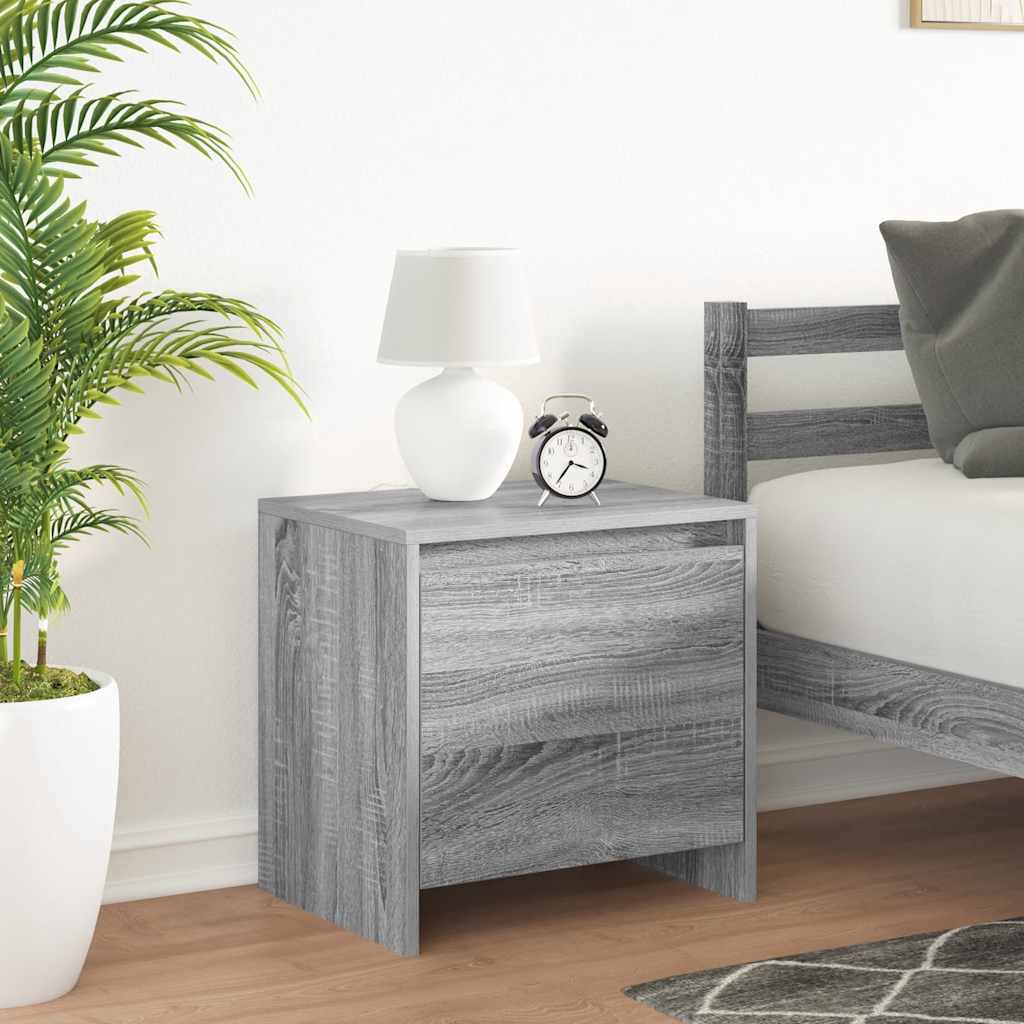 Nachtkastje 45x34x44,5 cm bewerkt hout grijs sonoma eikenkleur is nu te koop bij PeponiXL, paradijselijk wonen!
