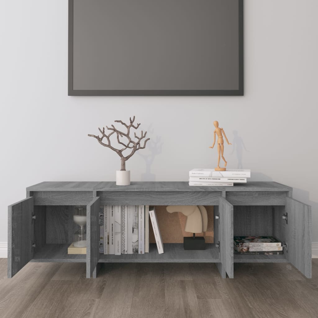 Tv-meubel 120x30x40,5 cm bewerkt hout grijs sonoma eikenkleurig is nu te koop bij PeponiXL, paradijselijk wonen!