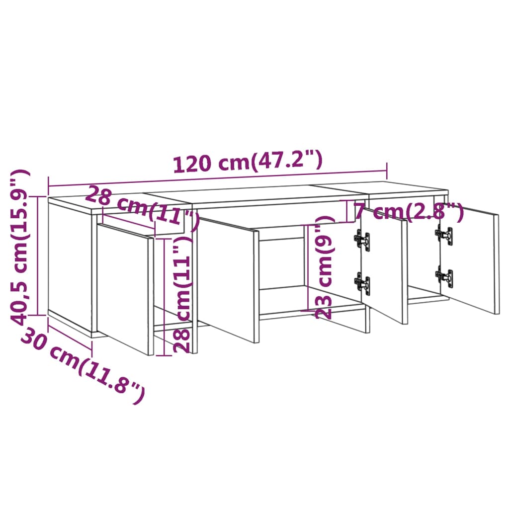 Tv-meubel 120x30x40,5 cm bewerkt hout bruin eikenkleur is nu te koop bij PeponiXL, paradijselijk wonen!