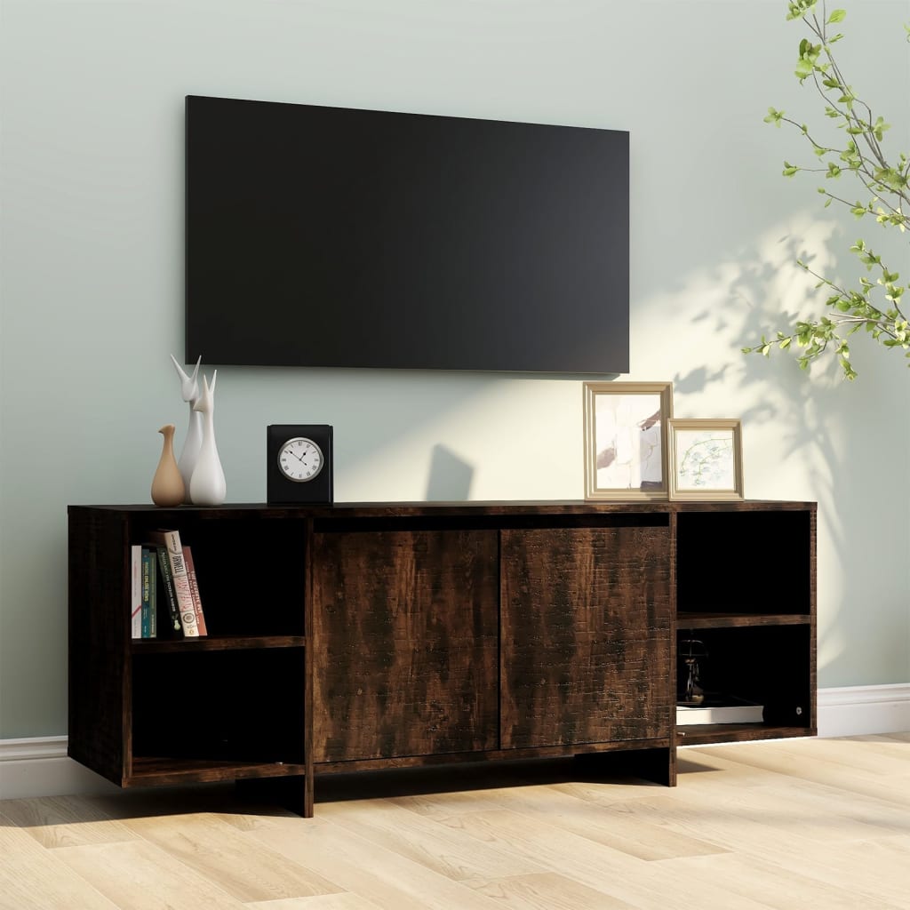 Tv-meubel 130x35x50 cm bewerkt hout gerookt eikenkleurig is nu te koop bij PeponiXL, paradijselijk wonen!