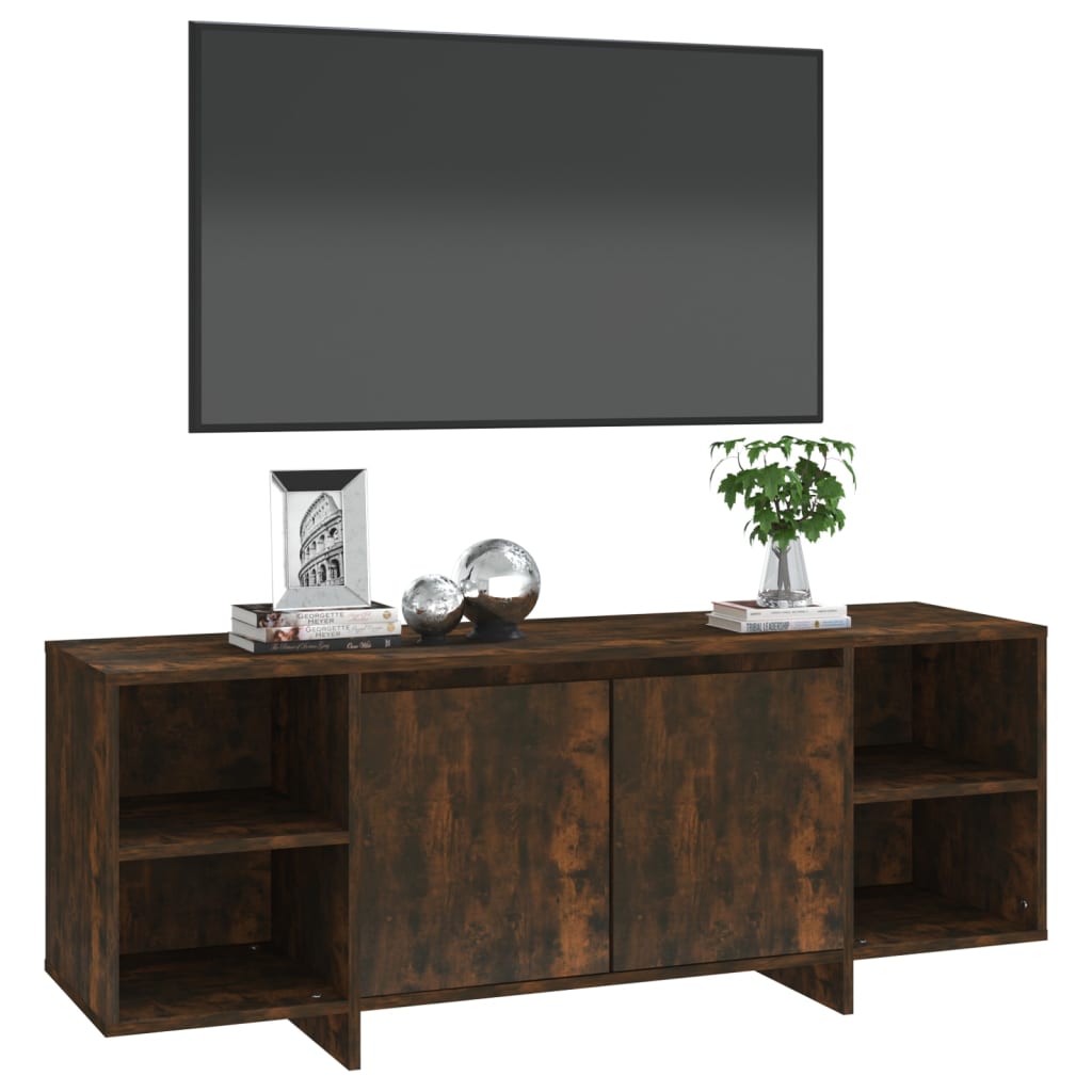 Tv-meubel 130x35x50 cm bewerkt hout gerookt eikenkleurig is nu te koop bij PeponiXL, paradijselijk wonen!