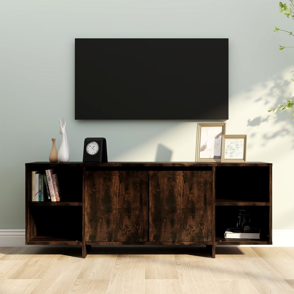 Tv-meubel 130x35x50 cm bewerkt hout gerookt eikenkleurig is nu te koop bij PeponiXL, paradijselijk wonen!