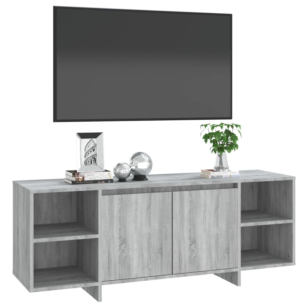 Tv-meubel 130x35x50 cm bewerkt hout grijs sonoma eikenkleurig is nu te koop bij PeponiXL, paradijselijk wonen!