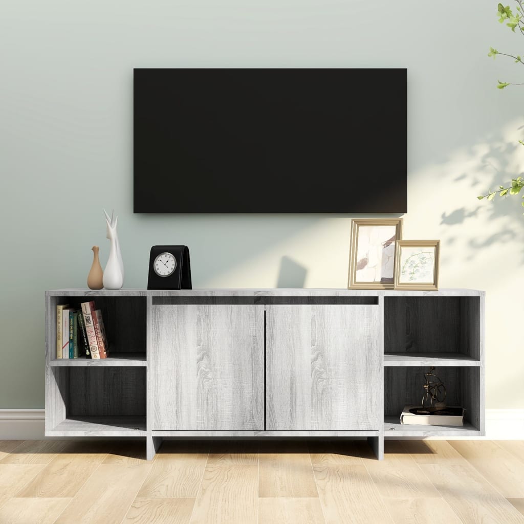 Tv-meubel 130x35x50 cm bewerkt hout grijs sonoma eikenkleurig is nu te koop bij PeponiXL, paradijselijk wonen!