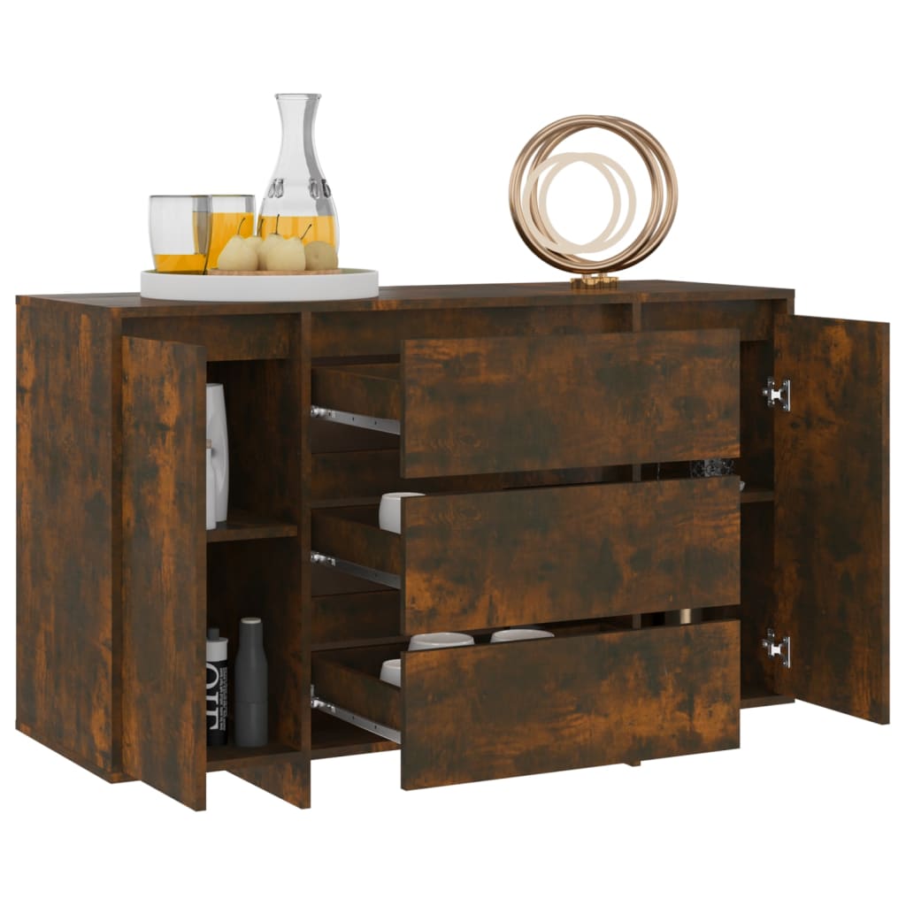 Dressoir met 3 lades 120x41x75 cm bewerkt hout gerookt eiken is nu te koop bij PeponiXL, paradijselijk wonen!