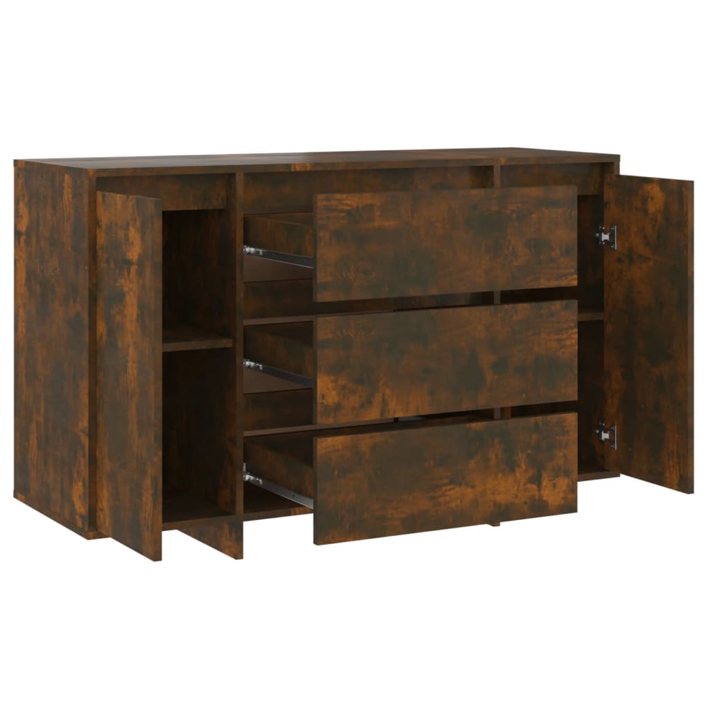 Dressoir met 3 lades 120x41x75 cm bewerkt hout gerookt eiken is nu te koop bij PeponiXL, paradijselijk wonen!