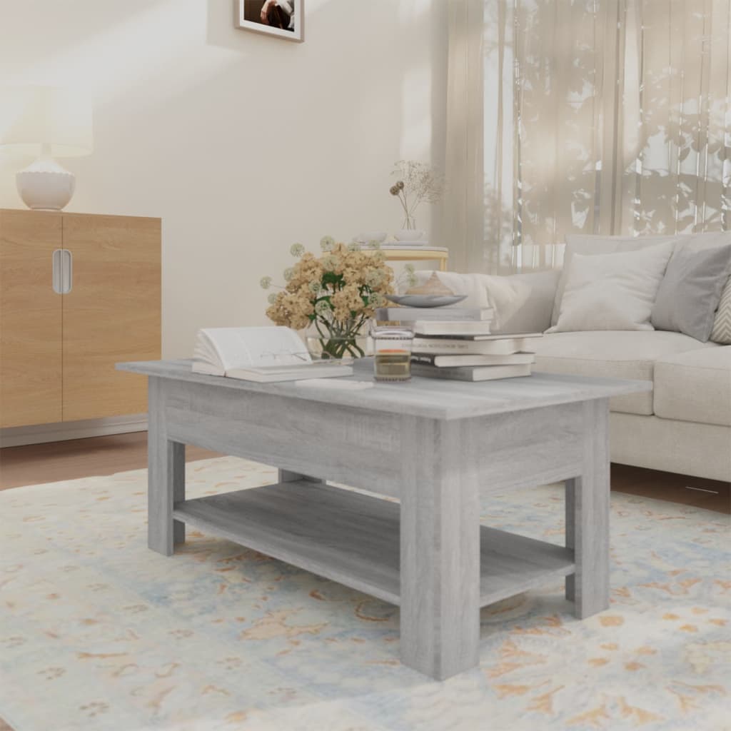 Salontafel 102x55x42 cm bewerkt hout grijs sonoma eikenkleurig is nu te koop bij PeponiXL, paradijselijk wonen!