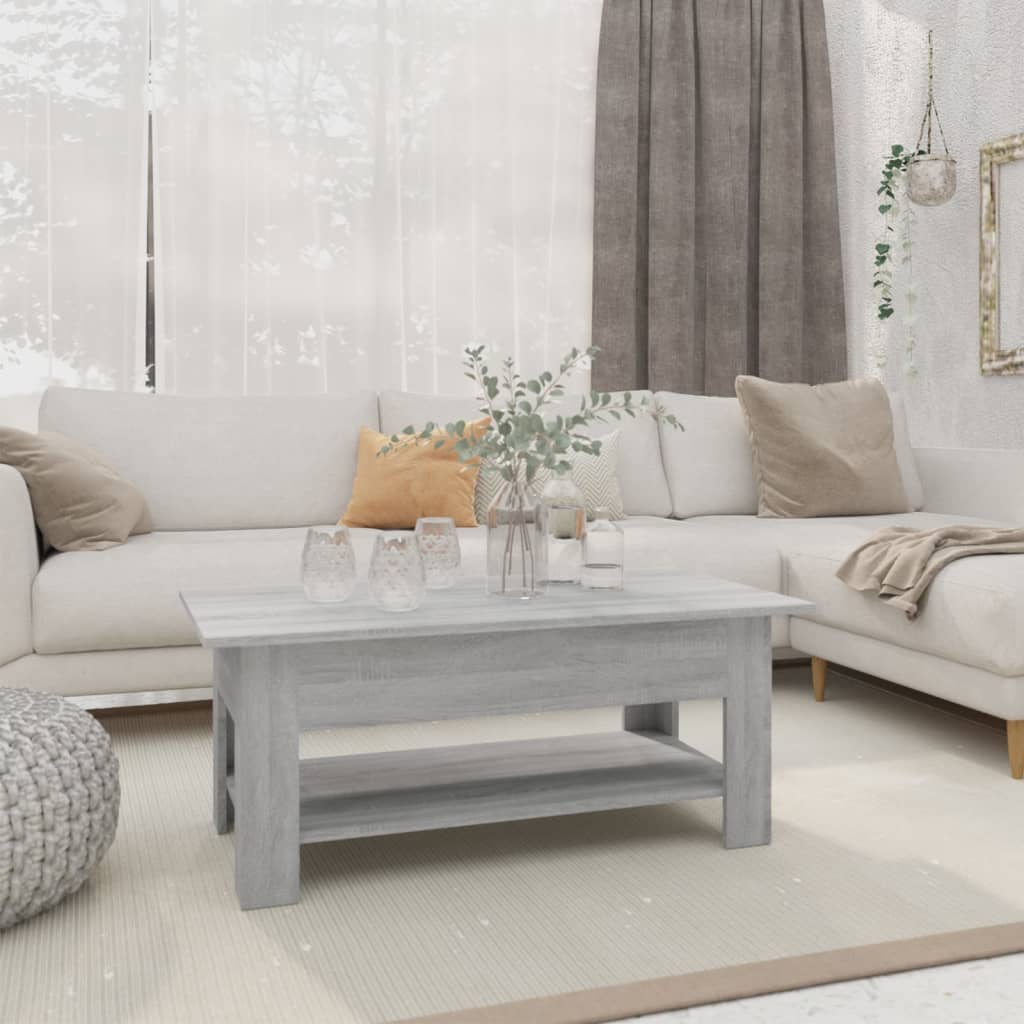 Salontafel 102x55x42 cm bewerkt hout grijs sonoma eikenkleurig is nu te koop bij PeponiXL, paradijselijk wonen!