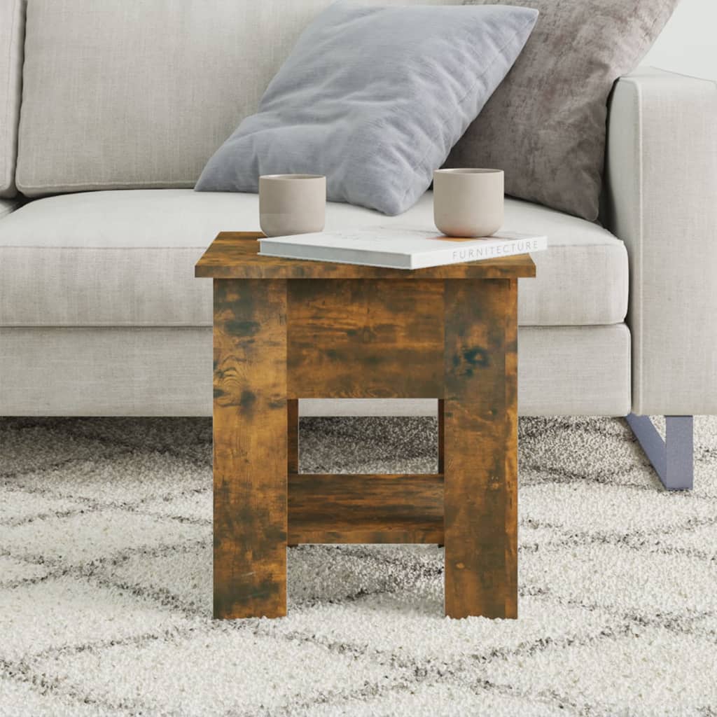 Salontafel 40x40x42 cm bewerkt hout gerookt eikenkleurig is nu te koop bij PeponiXL, paradijselijk wonen!