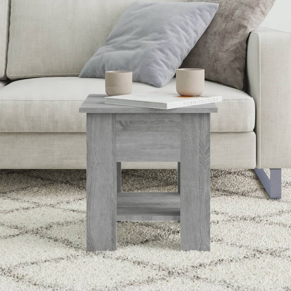 Salontafel 40x40x42 cm bewerkt hout grijs sonoma eikenkleurig is nu te koop bij PeponiXL, paradijselijk wonen!