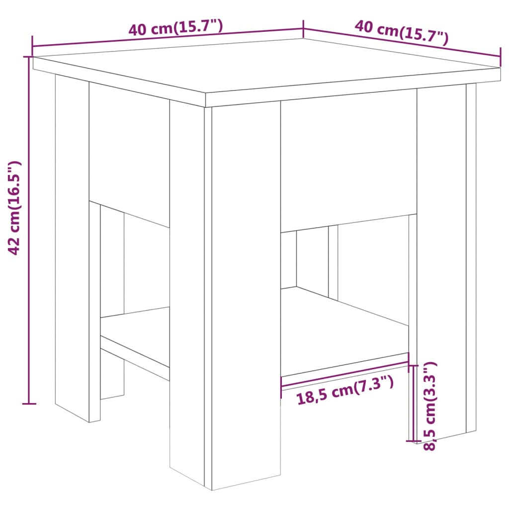 Salontafel 40x40x42 cm bewerkt hout grijs sonoma eikenkleurig is nu te koop bij PeponiXL, paradijselijk wonen!