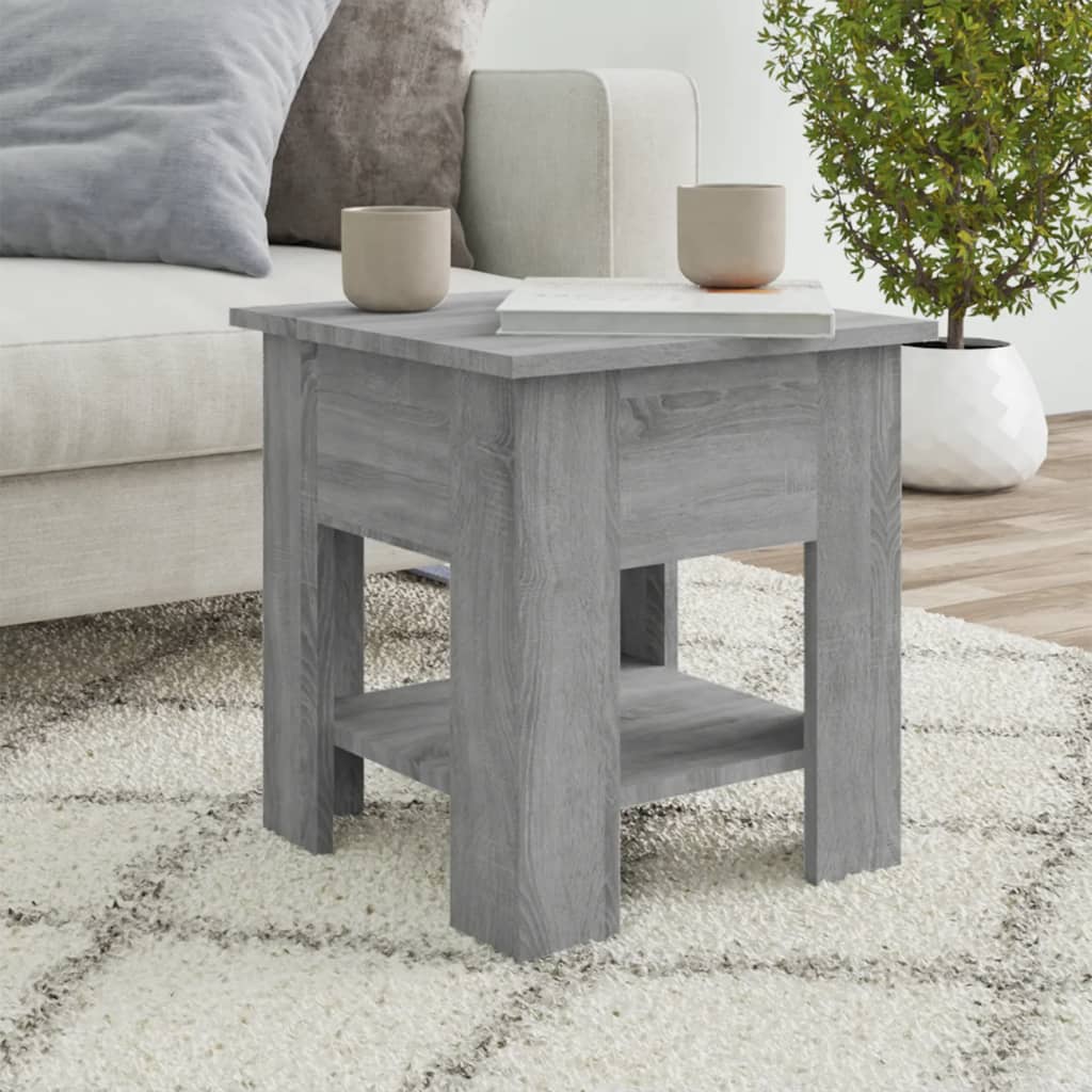 Salontafel 40x40x42 cm bewerkt hout grijs sonoma eikenkleurig is nu te koop bij PeponiXL, paradijselijk wonen!