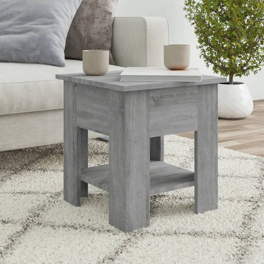 Salontafel 40x40x42 cm bewerkt hout grijs sonoma eikenkleurig is nu te koop bij PeponiXL, paradijselijk wonen!