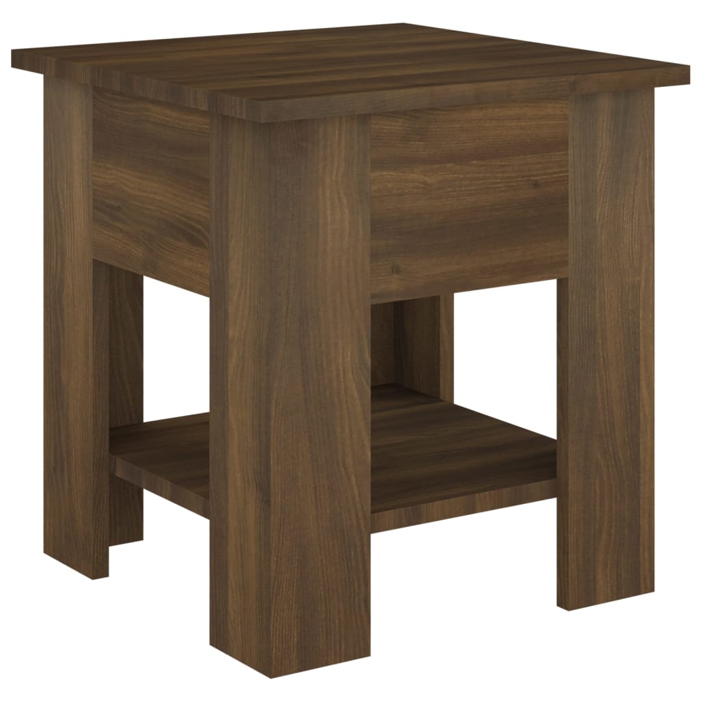 Salontafel 40x40x42 cm bewerkt hout bruin eikenkleur is nu te koop bij PeponiXL, paradijselijk wonen!