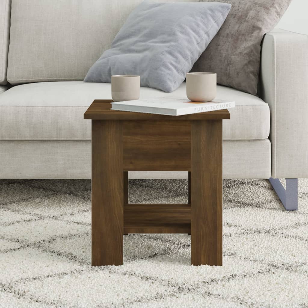 Salontafel 40x40x42 cm bewerkt hout bruin eikenkleur is nu te koop bij PeponiXL, paradijselijk wonen!
