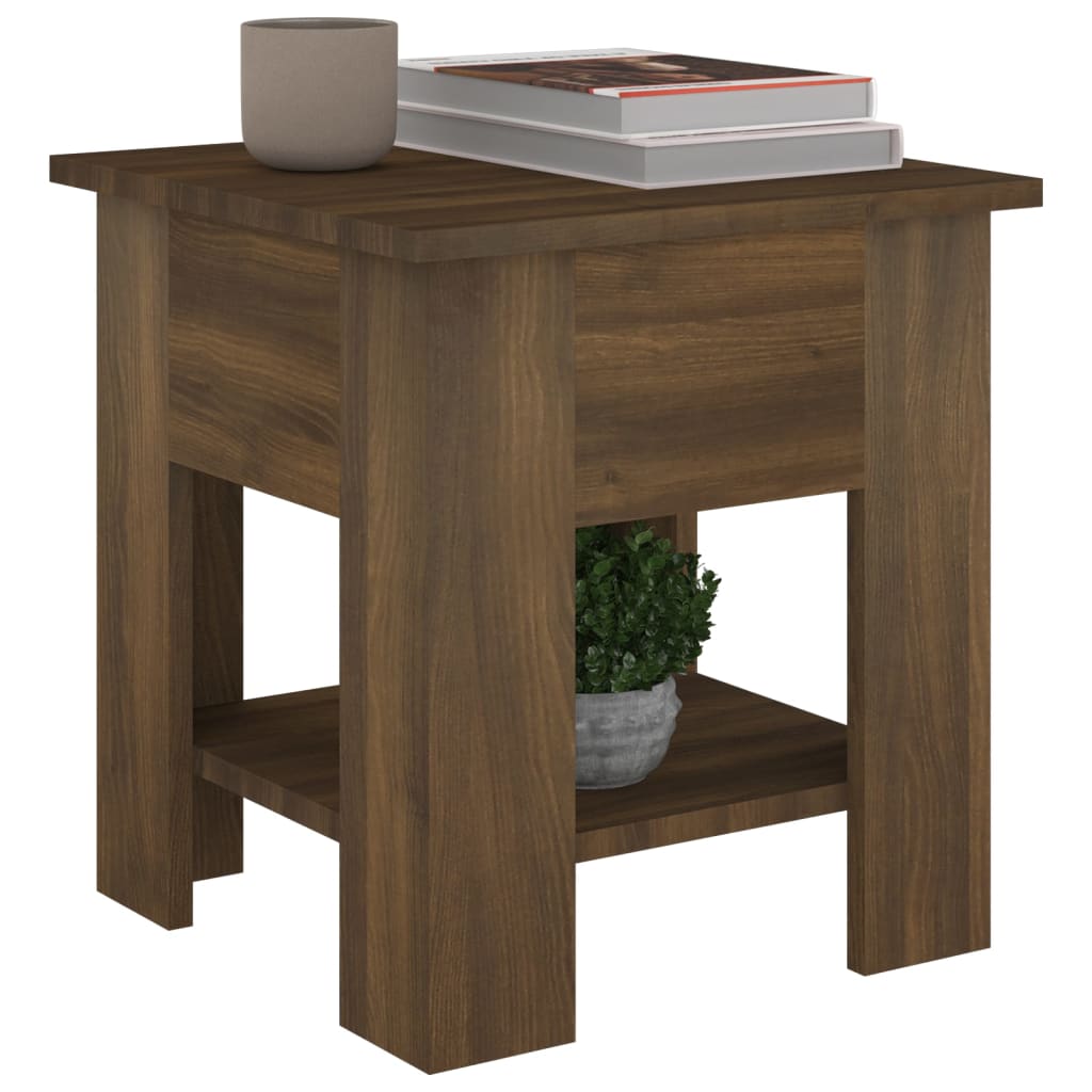 Salontafel 40x40x42 cm bewerkt hout bruin eikenkleur is nu te koop bij PeponiXL, paradijselijk wonen!