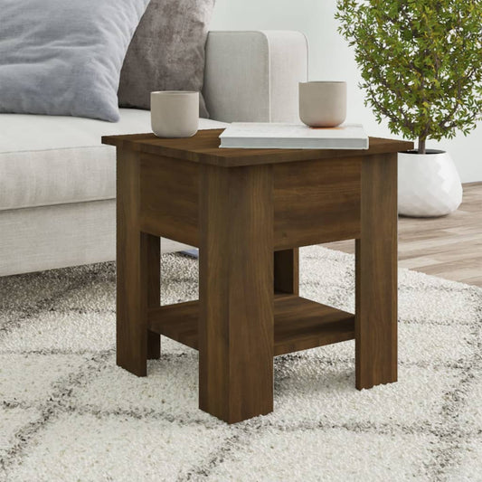 Salontafel 40x40x42 cm bewerkt hout bruin eikenkleur is nu te koop bij PeponiXL, paradijselijk wonen!