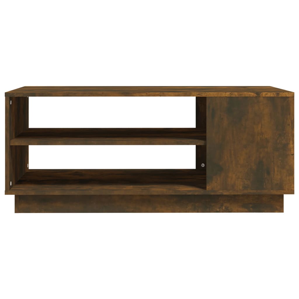 Salontafel 102x55x43 cm bewerkt hout gerookt eikenkleurig is nu te koop bij PeponiXL, paradijselijk wonen!