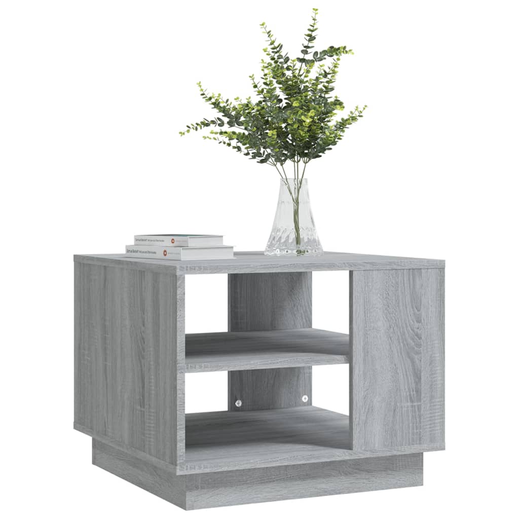 Salontafel 55x55x43 cm bewerkt hout grijs sonoma eikenkleurig is nu te koop bij PeponiXL, paradijselijk wonen!