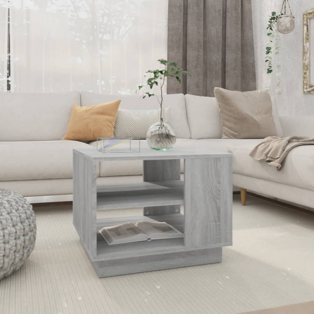 Salontafel 55x55x43 cm bewerkt hout grijs sonoma eikenkleurig is nu te koop bij PeponiXL, paradijselijk wonen!