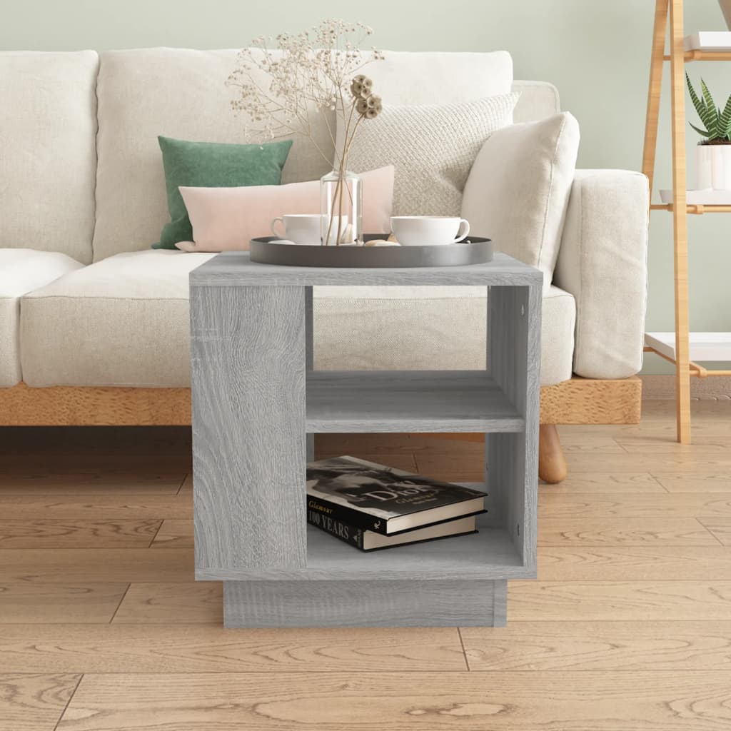 Salontafel 40x40x43 cm bewerkt hout grijs sonoma eikenkleurig is nu te koop bij PeponiXL, paradijselijk wonen!