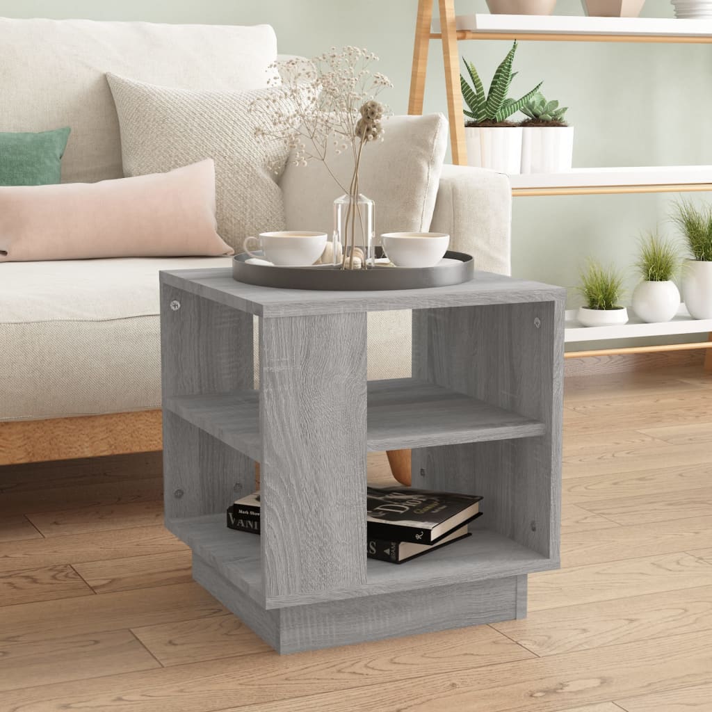 Salontafel 40x40x43 cm bewerkt hout grijs sonoma eikenkleurig is nu te koop bij PeponiXL, paradijselijk wonen!